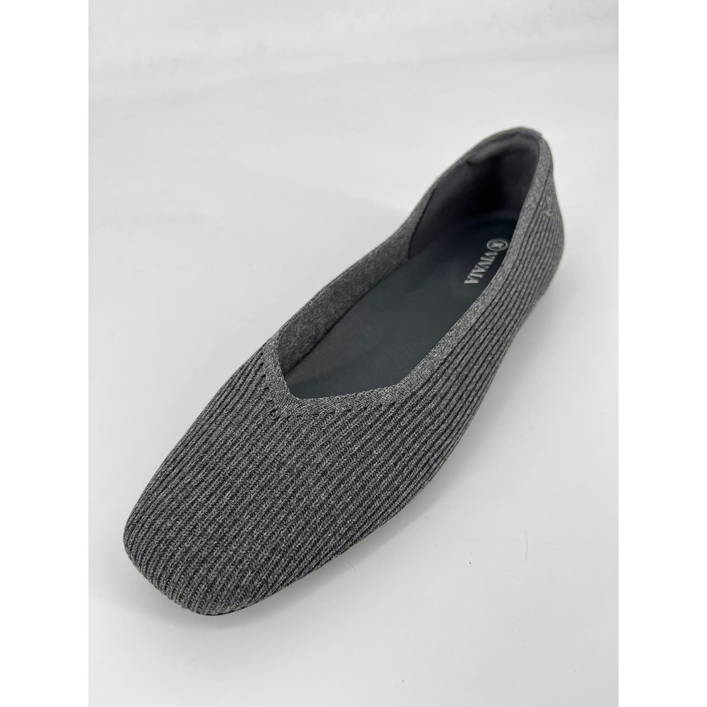 Vivaia Margot 2.0 Square-Toe V-Cut Flats Shoes Sz 41.5 Rich Grey Lightweight